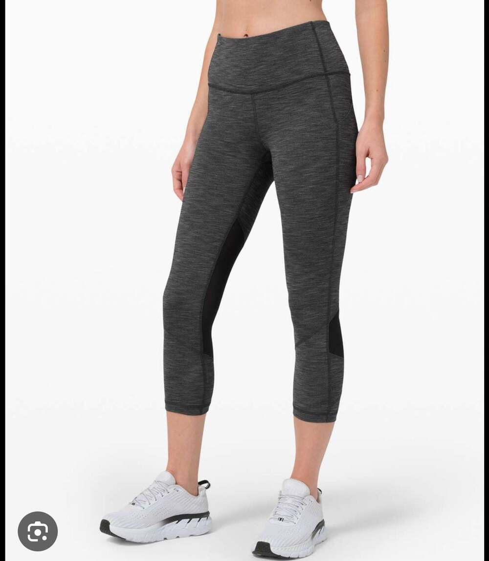 Lululemon Pace Rival Mid-Rise Crop 22” Leggings Gray Black Womens 6